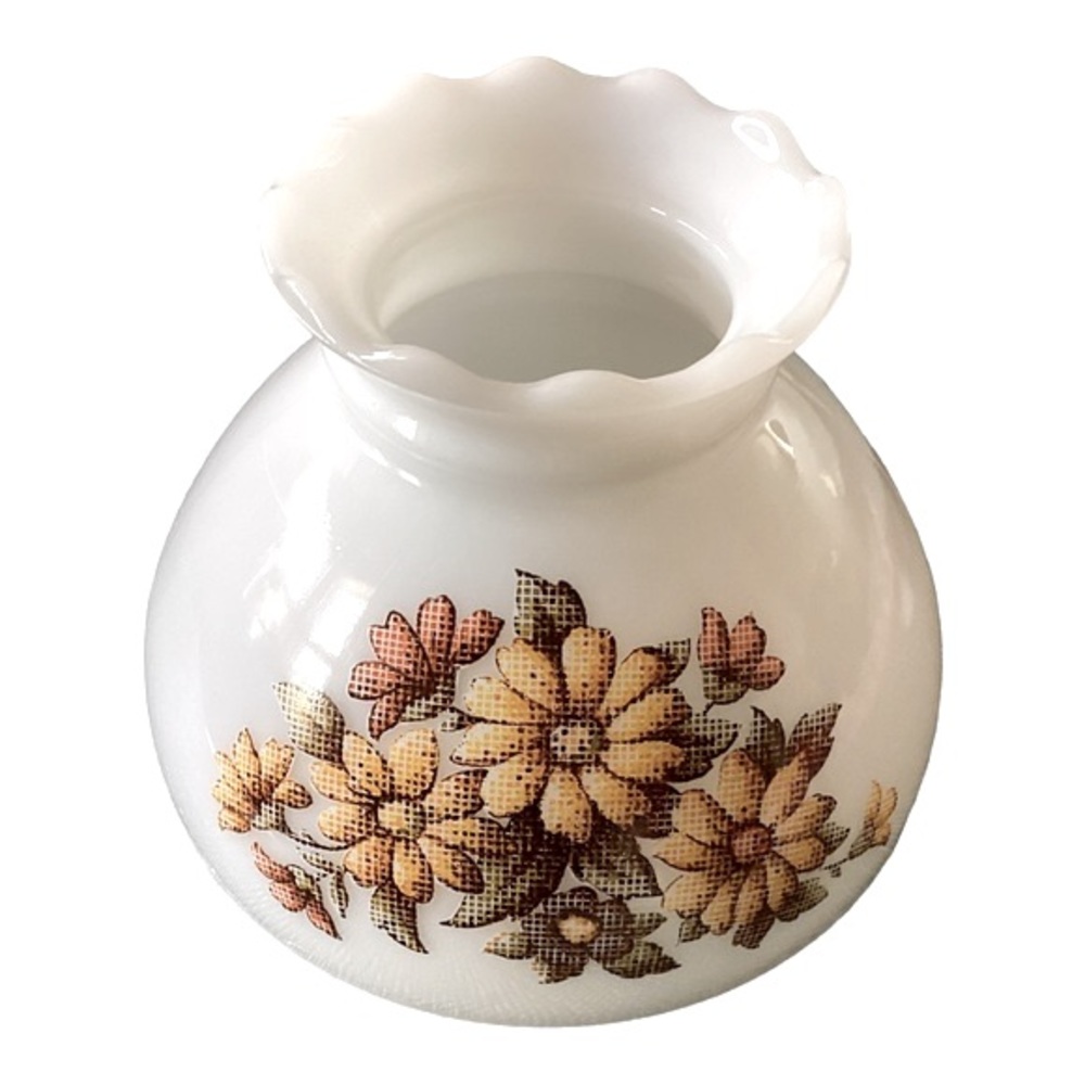 Hurricane Lamp Shade REPLACEMENT Vintage Milk Glass Pink Yellow Green Florals